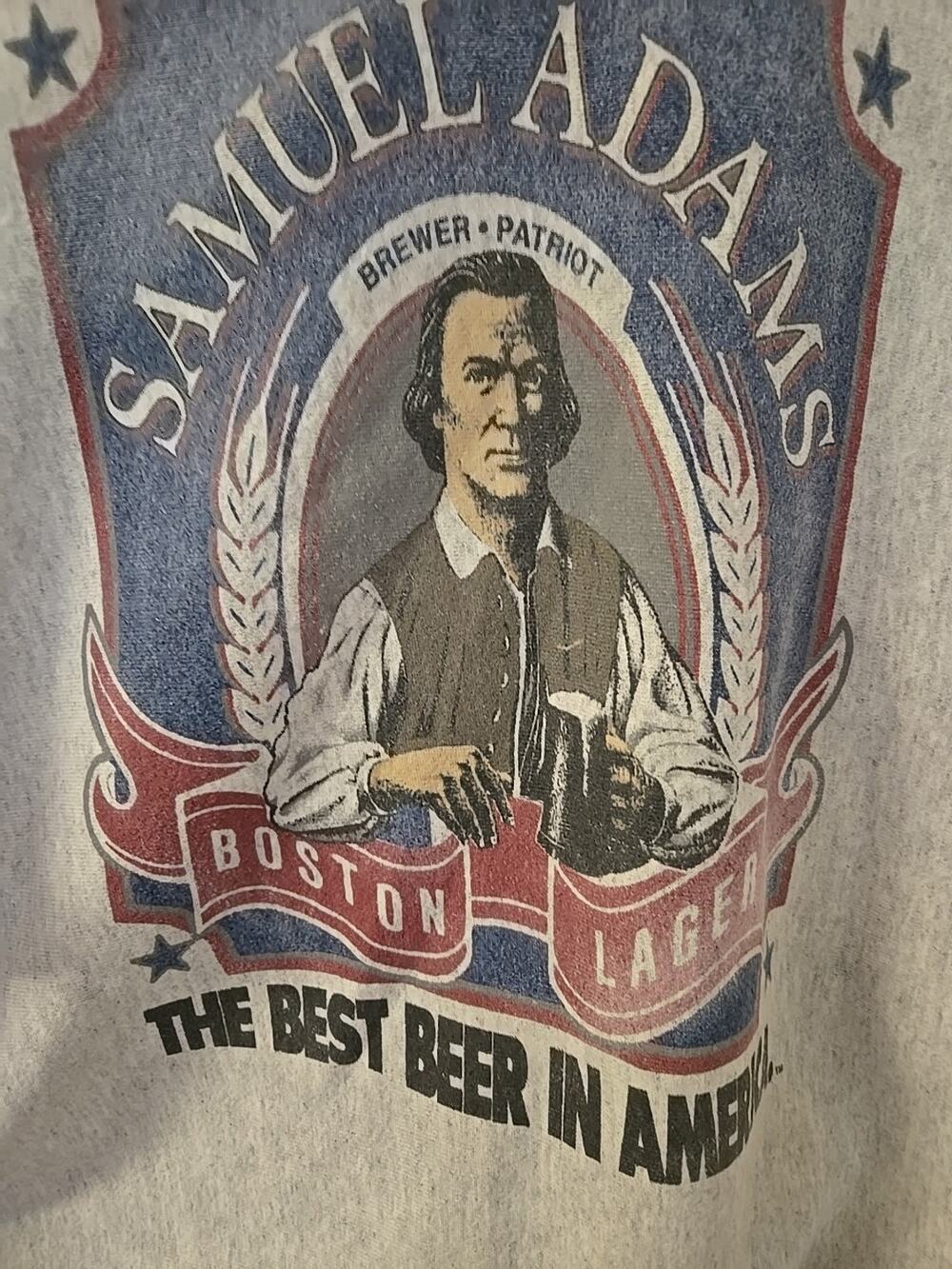 Samuel Adams Beer Sweatshirt Mens L/XL Gray VTG 90s Crewneck Boston